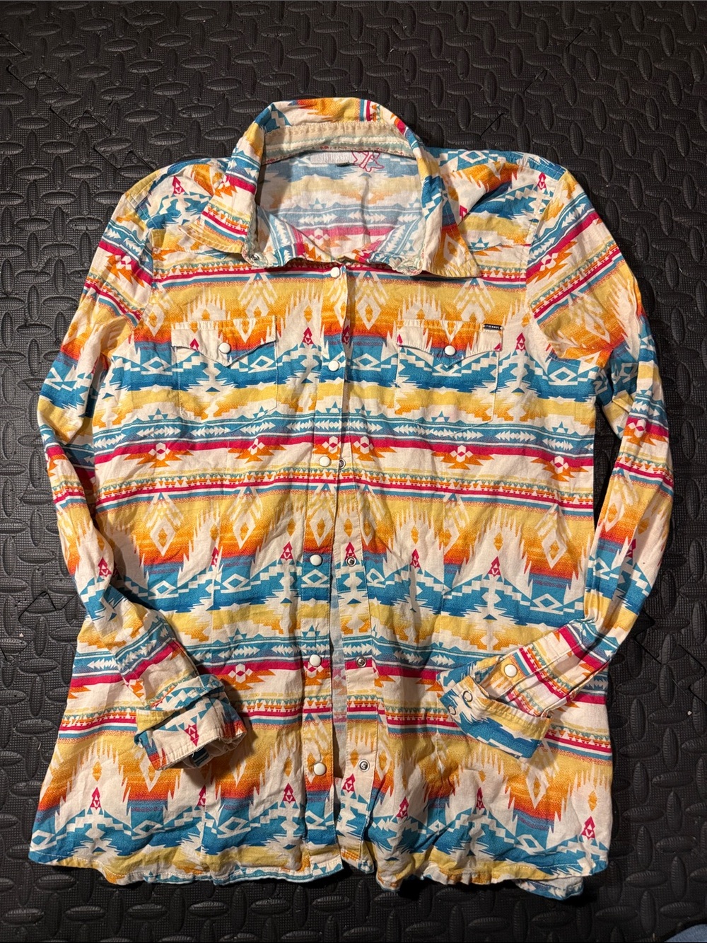 Women's Multicolor rodeo  Aztec-Print Button-Up Shirt